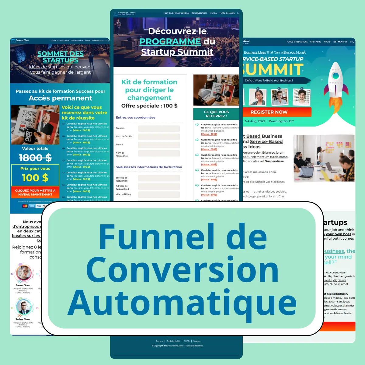 Portfolio funnel de vente complet avec stratégie de conversion multi-étapes et optimisation des parcours clients