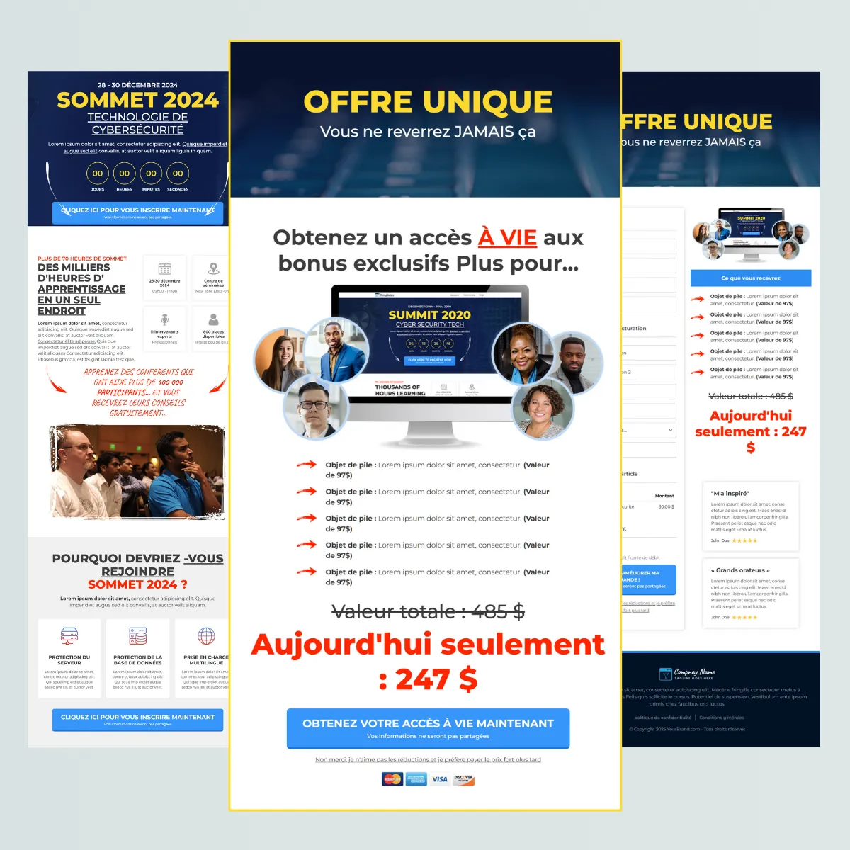 Portfolio design page de vente professionnelle avec architecture de conversion optimisée pour maximiser les ventes